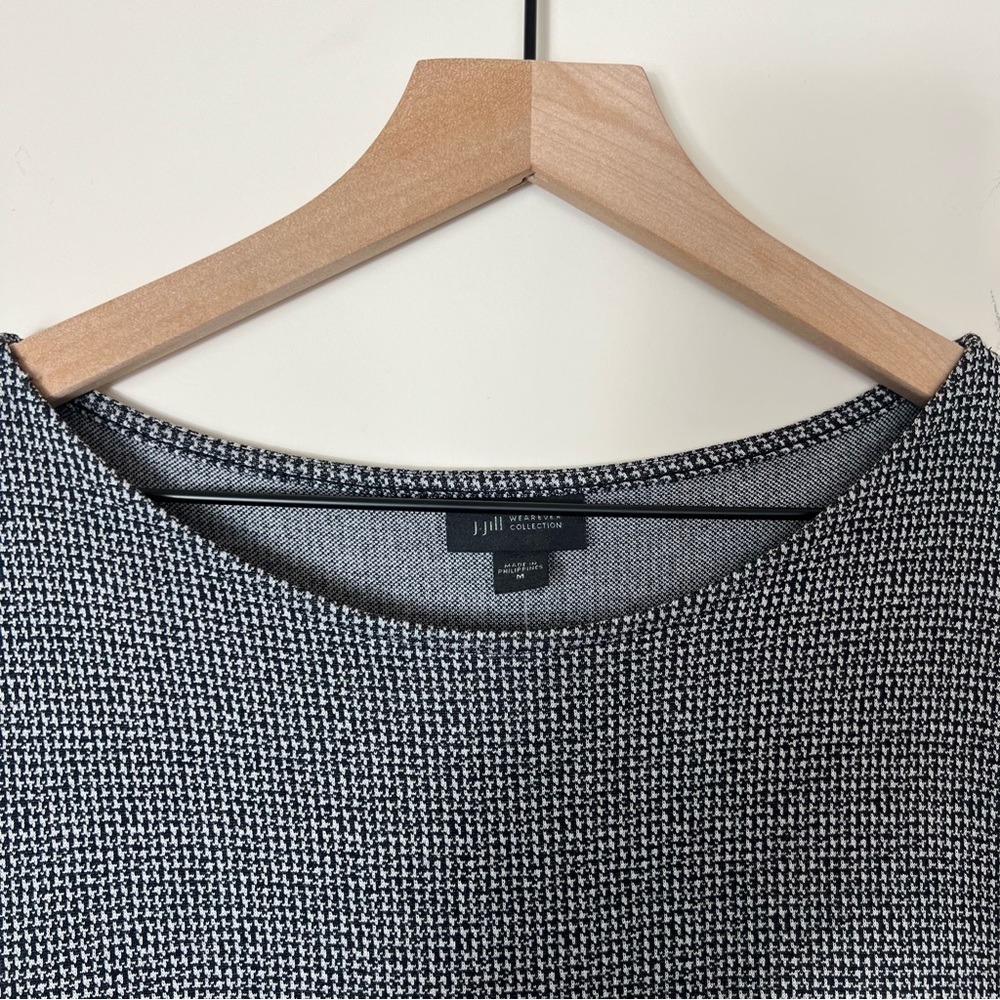 J. Jill | Micro Houndstooth Print Midi Dress - Picture 3 of 9
